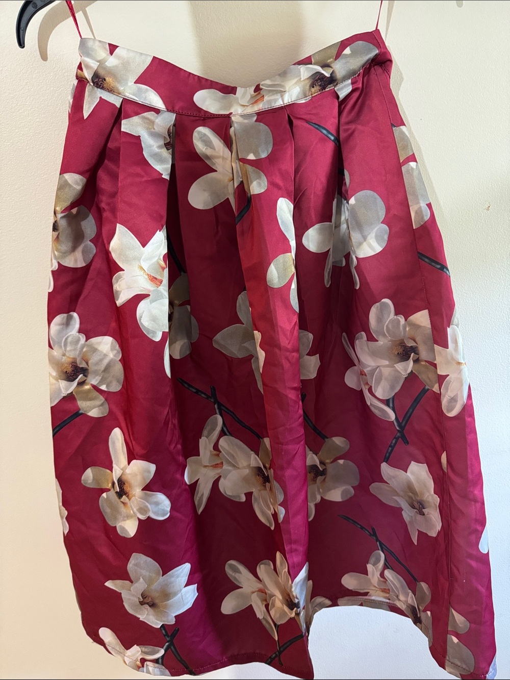 Floral Fuchsia Pleated Mini Skirt